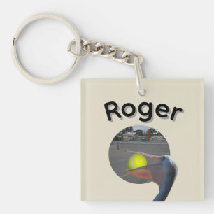 Roger Name With Ball Catching Pelican, Key Ring