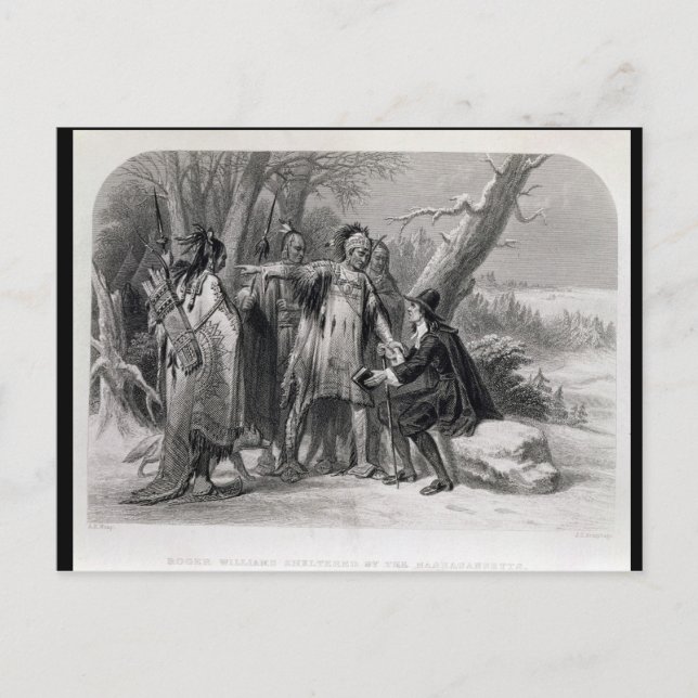 Roger Williams sheltered by the Narragansetts Postcard (Front)