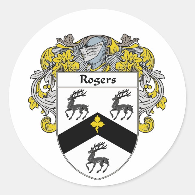 Rogers Coat of Arms (Mantled) Classic Round Sticker (Front)