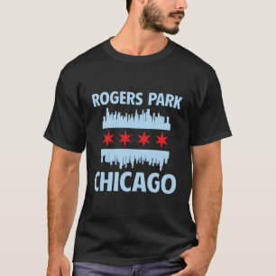 Rogers Park Chicago Flag Skyline T-Shirt