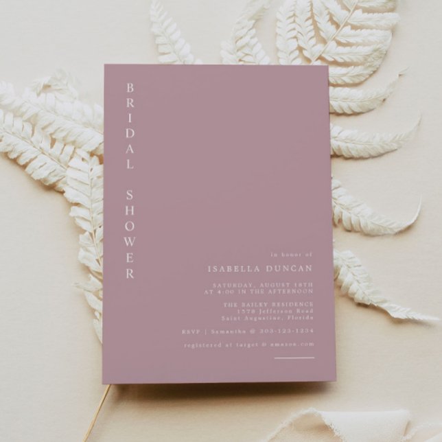 ROGUE Dusty Blush Pink Mauve Bridal Shower Invitation (Creator Uploaded)