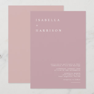 ROGUE Dusty Blush Pink Mauve Rose Gold Wedding Invitation