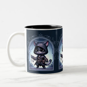 Rogue Feline Fantasy Adventure Two-Tone Coffee Mug