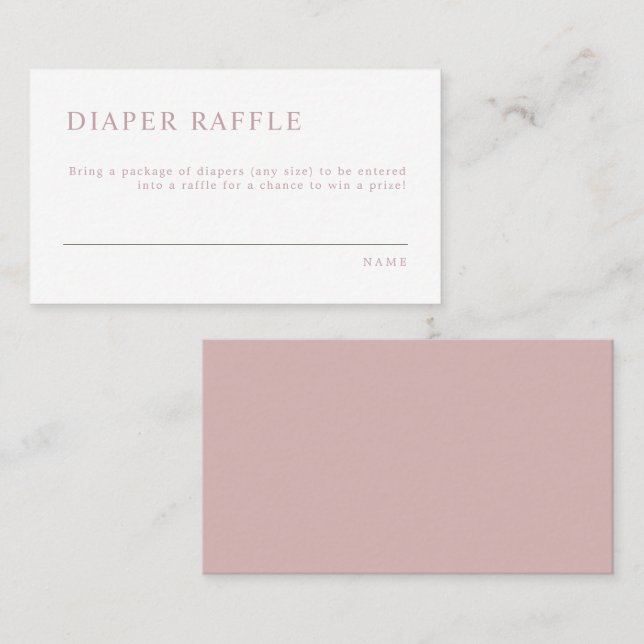 ROGUE Modern Dusty Rose Pink Diaper Raffle Ticket (Front/Back)