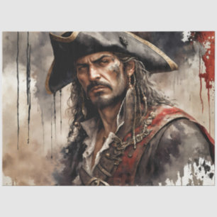 Rogue Pirate Captain Nautical Caribbean Decoupage Tissue Paper
