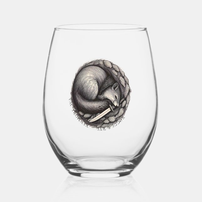 Rogue & Rye Stemless Wine Glass (Front)