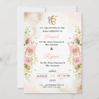 Roka Ceremony Invitation Card, Ring Ceremony