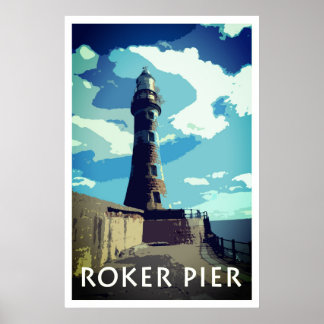 ROKER PIER, SUNDERLAND Vintage Style Poster