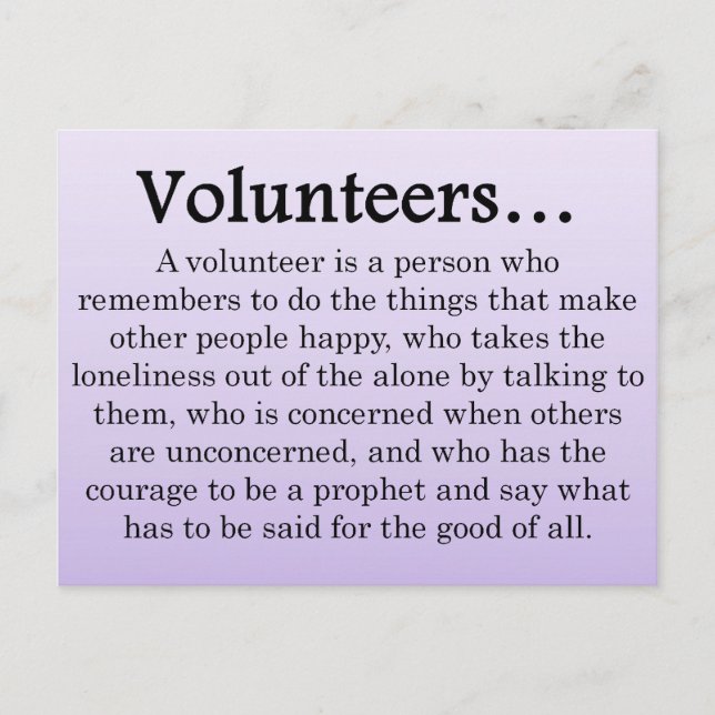 Role of Volunteers Postcard (Front)