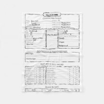Role play game character sheet
