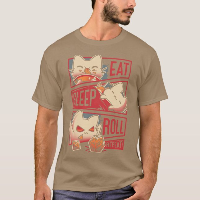 Roleplayer Routine Kitten Dice Roll T-Shirt (Front)