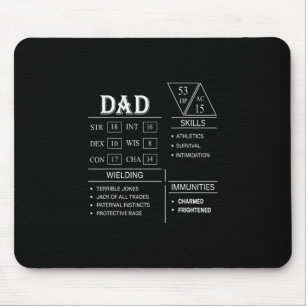 Roleplaying Dice Gamer Dragon Dad Stat Skills Wiel Mouse Pad