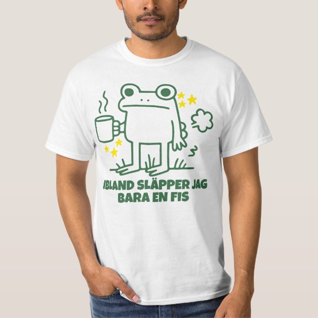 Rolig Groda Kaffe Fis Meme  T-Shirt (Front)