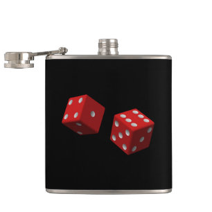 Roll 'Em Red Dice Six One Seven Las Vegas Craps Hip Flask