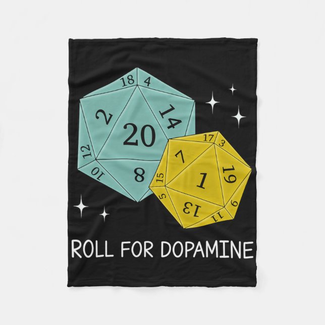 Roll For Dopamine Dnd Neurodiversity D20 Dice Auti Fleece Blanket (Front)