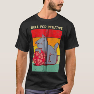 Roll for Initiative D20 Dice Cat Dnd Dice Dungeons T-Shirt