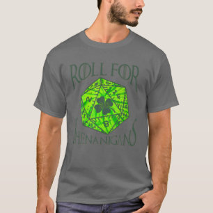 Roll For Shenanigans Retro Dragon Dice D20 St. Pat T-Shirt