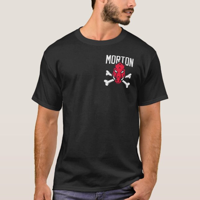 Roll Hogs Morton High Football Potters Crossbones  T-Shirt (Front)