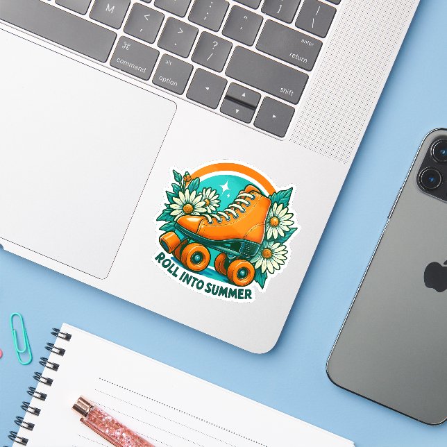 "Roll Into Summer" Sticker (Laptop w/ iPhone)