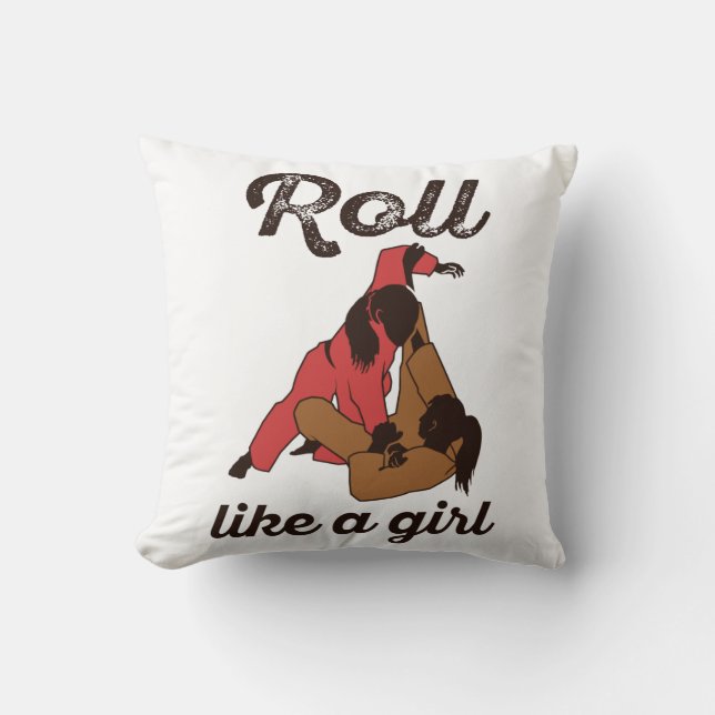 Roll Like a Girl Jiu Jitsu Cushion (Front)