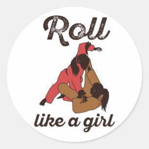 Roll Like a Girl Jiu Jitus Classic Round Sticker