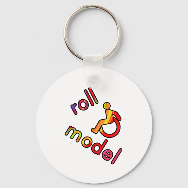 Roll Model - Disability Tees - in bright colors Key Ring (Front)