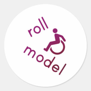 Roll Model - Disability Tees - in purple Classic Round Sticker