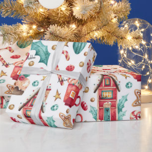 Roll, Name on Magical Candy Houses, Sweets Pattern Wrapping Paper