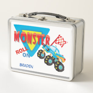 Roll On Monster Truck Personalised Metal Lunch Box