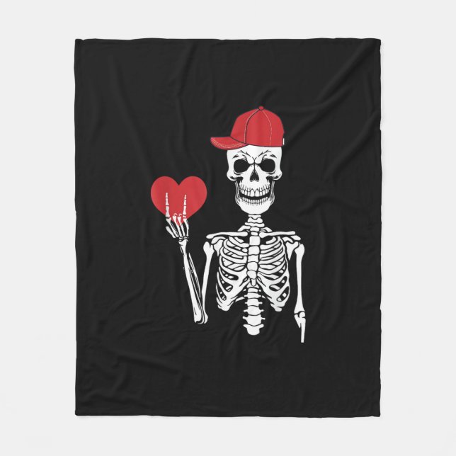 Roll Skeleton Hands Heart Valentines Day Skull Fleece Blanket (Front)