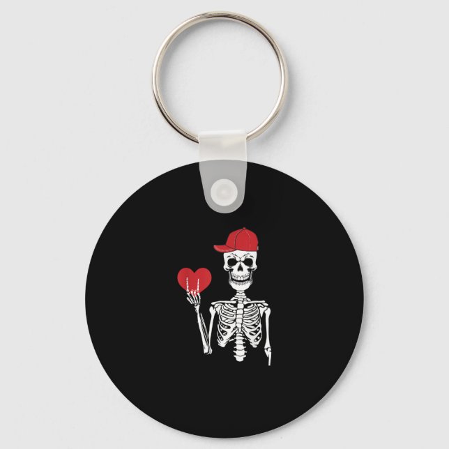 Roll Skeleton Hands Heart Valentines Day Skull Key Ring (Front)