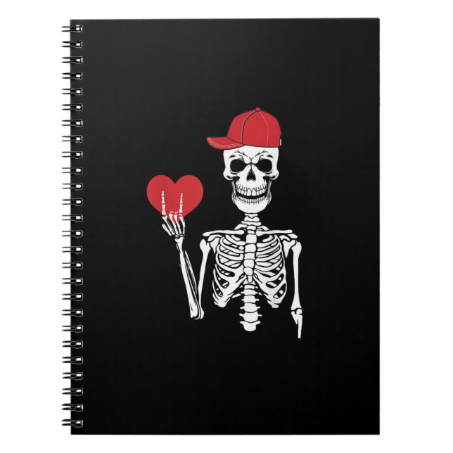 Roll Skeleton Hands Heart Valentines Day Skull Notebook (Front)