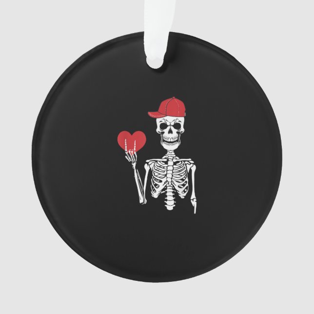 Roll Skeleton Hands Heart Valentines Day Skull Ornament (Front)
