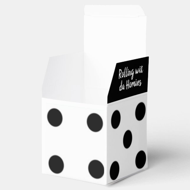 Roll the Dice-Black & White Lucky Dice Favour Box (Opened)