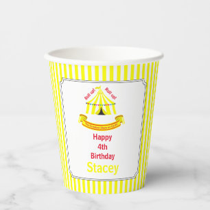 Roll up! Roll up! Circus Birthday Party Yellow Paper Cups
