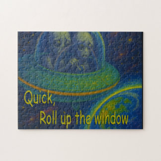 roll up the window alien UFO humour science fictio Jigsaw Puzzle