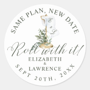 Roll With It Elegant Sage Greenery & Toilet Paper Classic Round Sticker