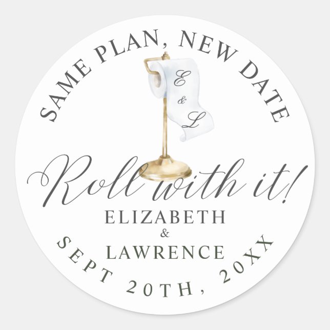Roll With It Elegant Toilet Paper Roll & Stand Classic Round Sticker (Front)