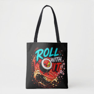 Roll With It – Funny Surfing Sushi Design Tote Bag