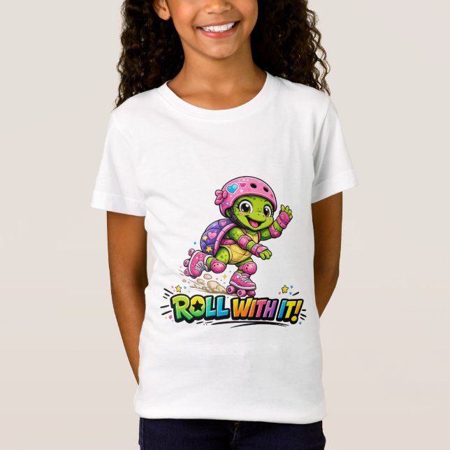 Roll With It Roller Turtle kids T-Shirt (Front)