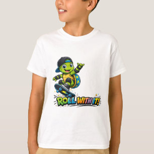 Roll With It Skateboarding Turtle T-Shirt