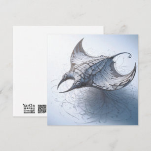 Rolled Magazine Paper Manta-Ray Greeting Card