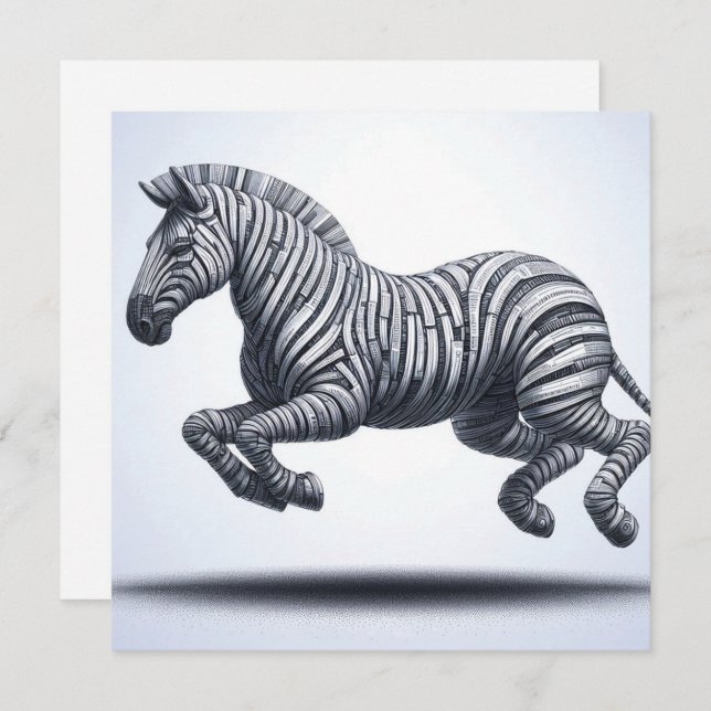 Rolled Magazine Paper Zebra Greeting Card (Front/Back)