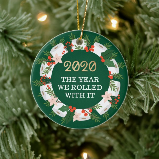 Rolled With It Funny Toilet Paper Christmas Wreath Ceramic Tree Decoration (Tree)
