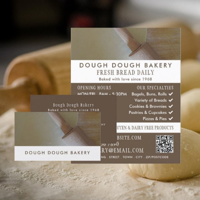 Roller and Pastry, Bakers, Bakery Store Business Card (Creator Uploaded)