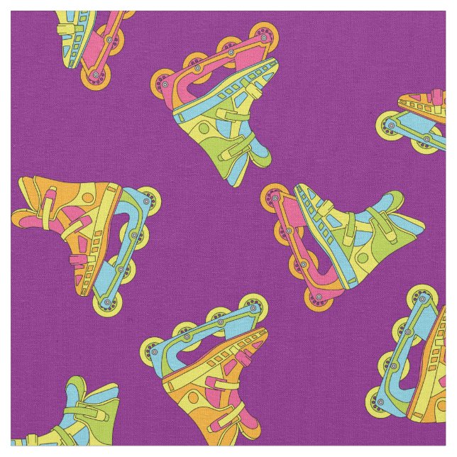 Roller Blades 90's Cute Skates Fabric (Close Up)
