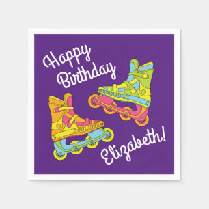 Roller Blades Skates Kids Birthday Party Skating Napkin