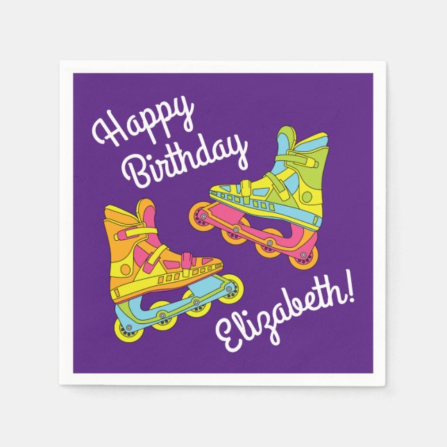 Roller Blades Skates Kids Birthday Party Skating Napkin (Front)