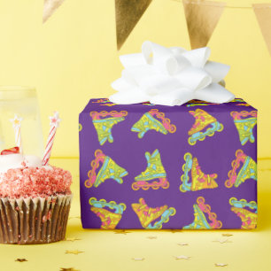 Roller Blades Skates Kids Birthday Party Skating Wrapping Paper