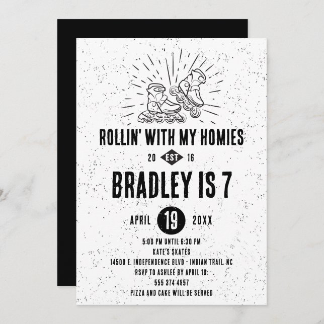 Roller Blading Birthday Party Invitation (Front/Back)